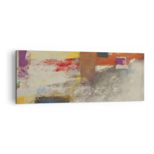 Obraz na płótnie - Kolorowa abstrakcja z geometrycznymi kształtami - 140x50cm - Geometria barw - Nowoczesna dekoracja ścienna do salonu i sypialni ARTTOR