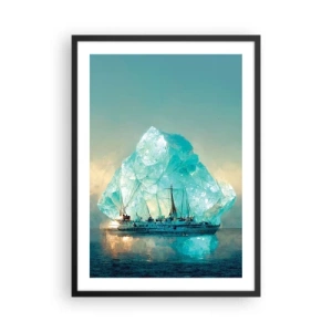 Plakat w czarnej ramie - Statek przy olbrzymiej górze lodowej - 50x70cm - Arktyczny brylant - Nowoczesna dekoracja ścienna do salonu i sypialni ARTTOR