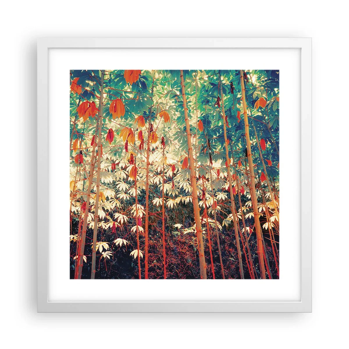Plakat w białej ramie - Tajemne życie liści - 40x40 cm