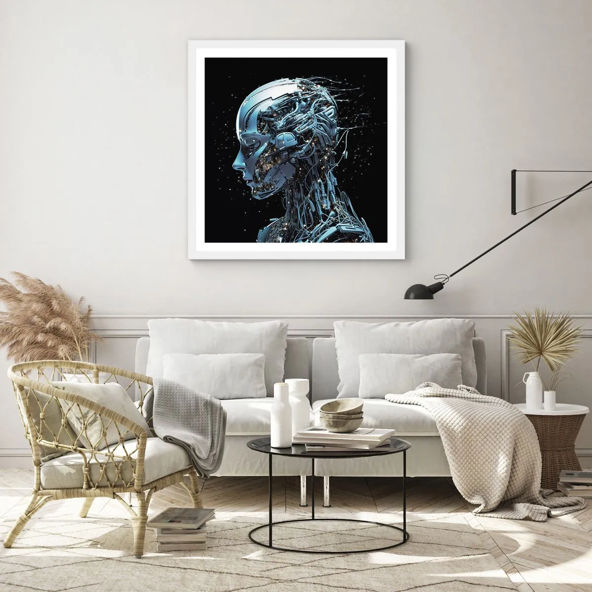 Plakat w białej ramie - Technologia jest kobietą - 60x60 cm