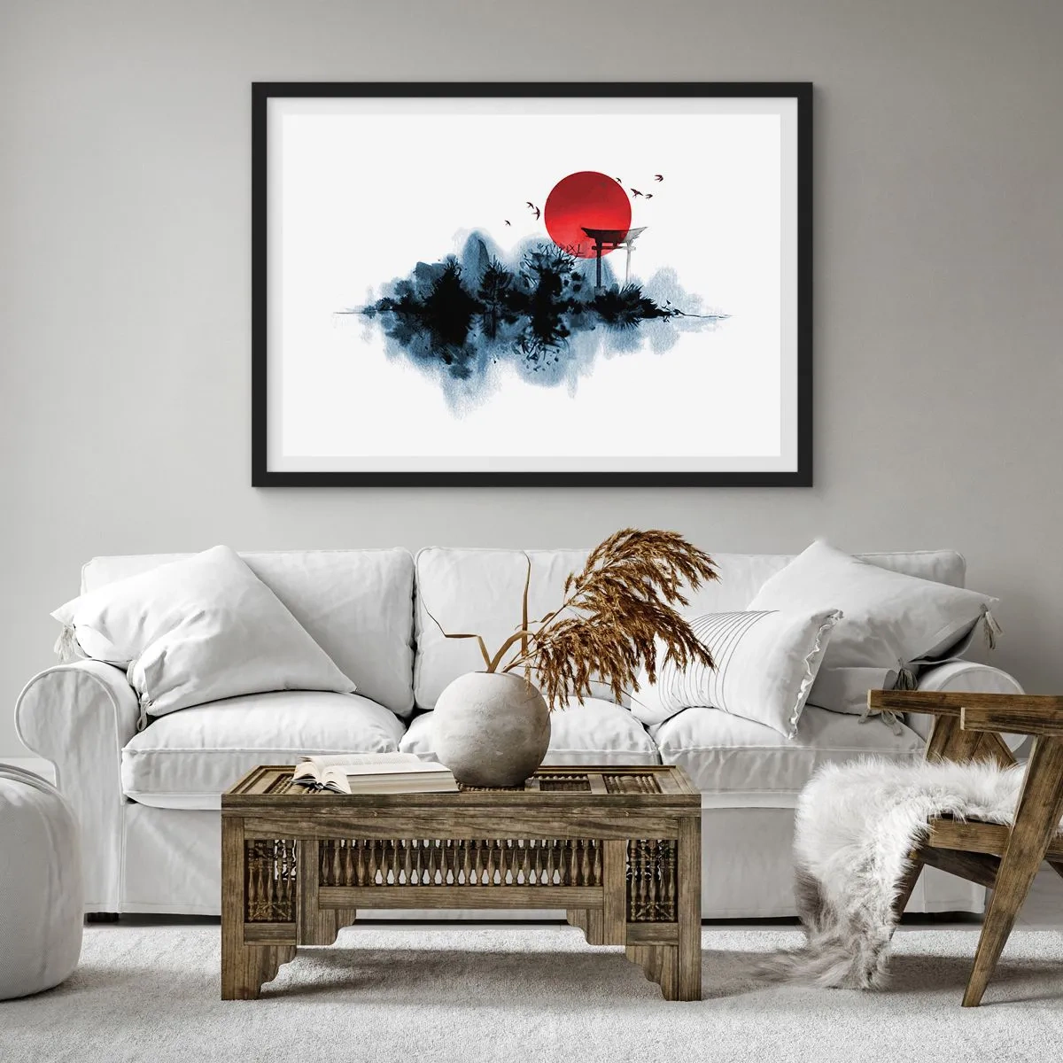 Plakat w czarnej ramie - Japoński widok - 50x40 cm