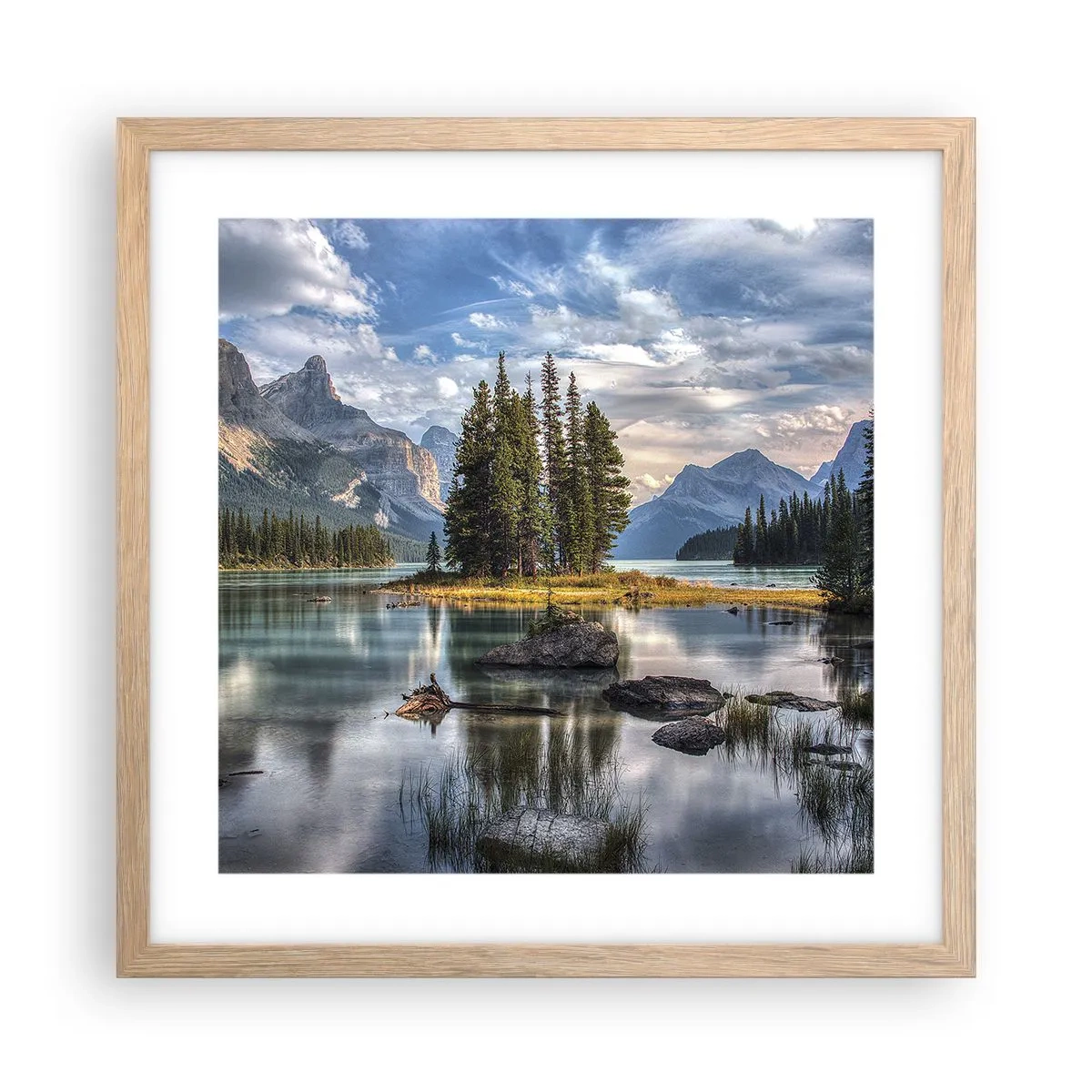 Plakat w ramie jasny dąb - Nad wodą wielką i czystą… - 40x40 cm