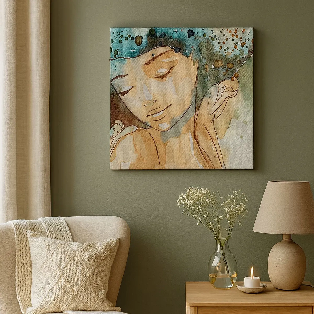 Obraz na płótnie - Lady in blue - 30x30 cm