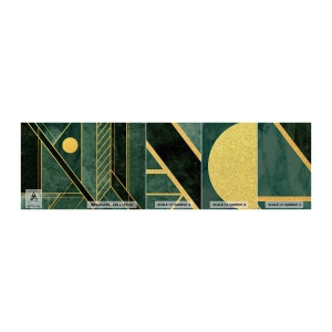 Fototapeta Próbka Premium Canvas - Dynamika złota i lazuru - Abstrakcja, Sztuka, Wzór Geometryczny - 100x30 cm