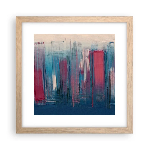 Plakat w ramie jasny dąb - Kompozycja wertykalna w błękicie i czerwieni - 30x30 cm