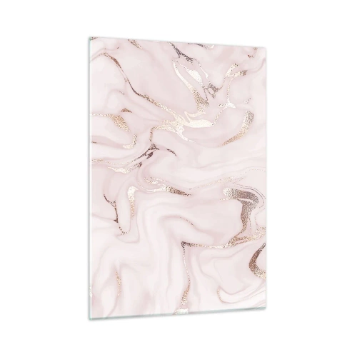 Obraz na szkle - Różowo-złoty abstrakcyjny wzór przypominający marmur - 50x70cm - W różowym szale - Nowoczesna dekoracja ścienna do salonu, kuchni i sypialni ARTTOR