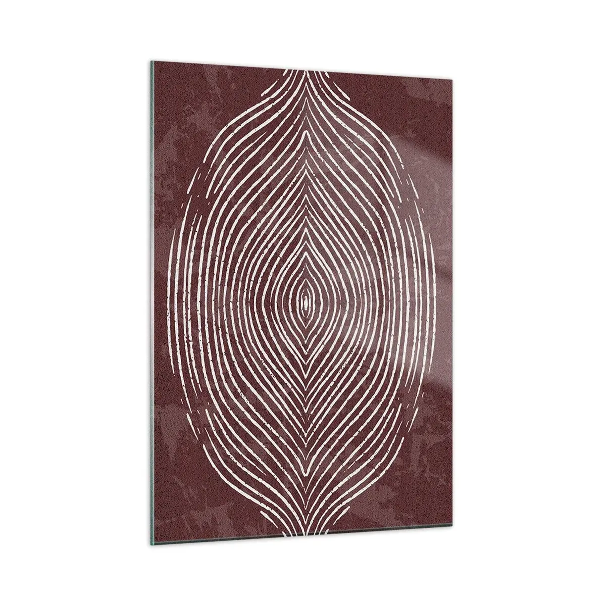 Obraz na szkle - Symetryczne linie w formie oka na bordowym tle - 50x70cm - Przestrzeń mówi - Nowoczesna dekoracja ścienna do salonu, kuchni i sypialni ARTTOR