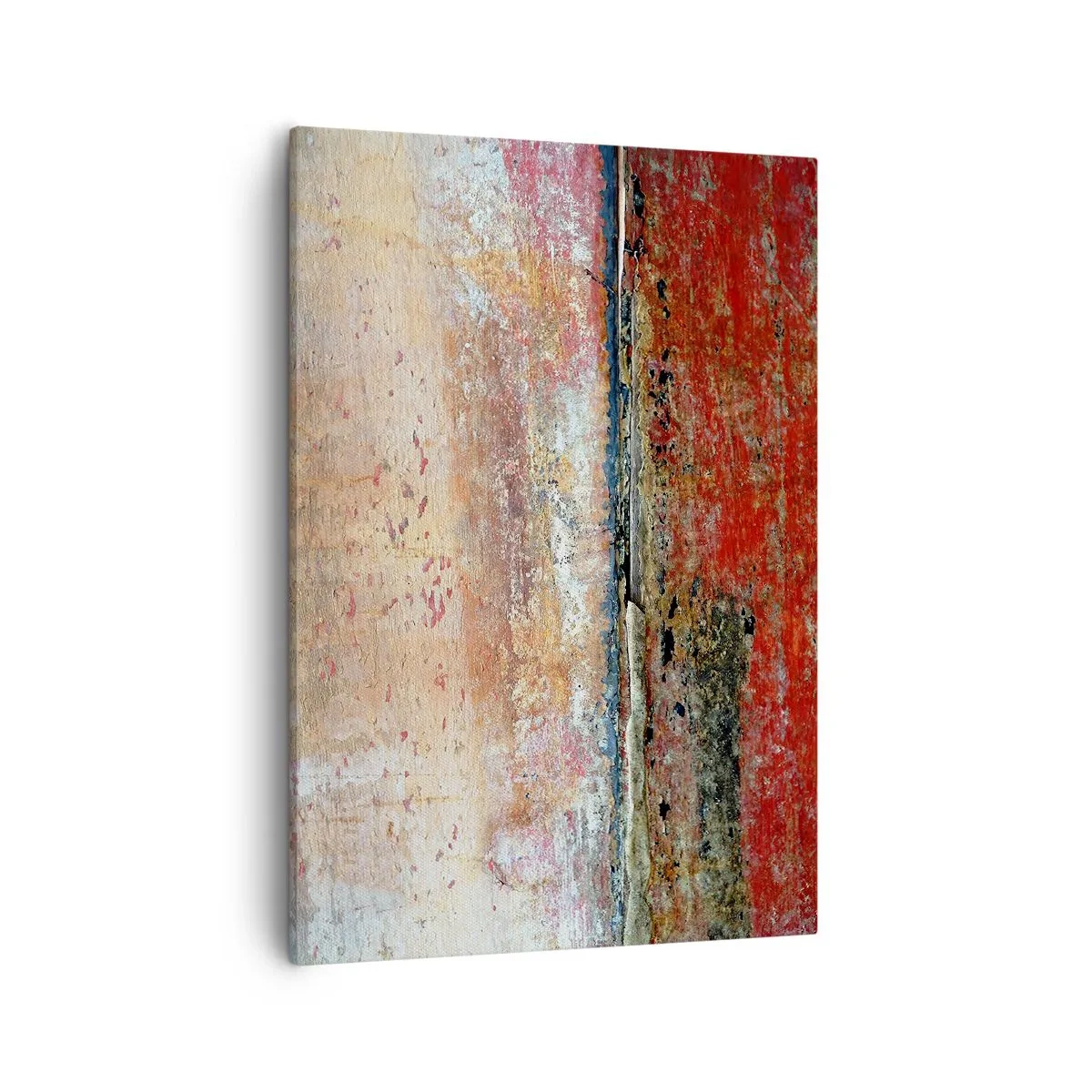 Obraz na płótnie - Abstrakcyjna tekstura w odcieniach czerwieni i beżu - 50x70cm - Może to morze - Nowoczesna dekoracja ścienna do salonu, kuchni i sypialni ARTTOR