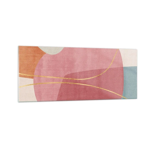 Obraz na szkle - Pastelowa kompozycja z nicią złota - 100x40 cm