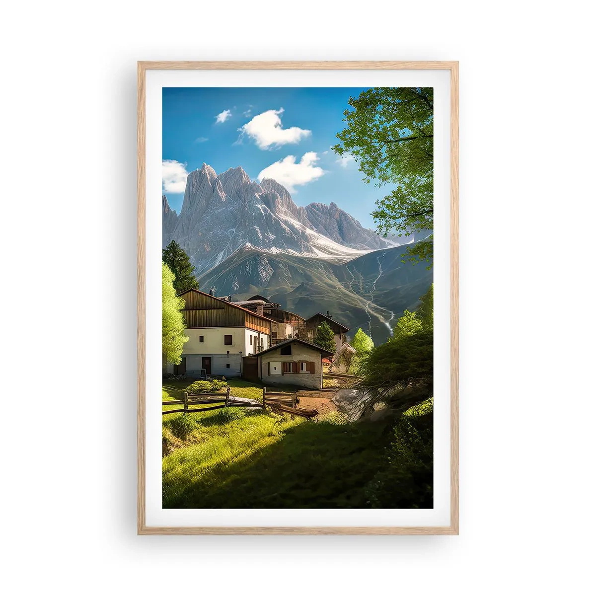 Plakat w ramie jasny dąb - Alpejska sielanka - 61x91 cm