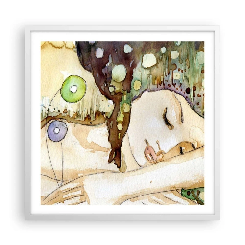 Plakat w białej ramie - Szmaragdowo-fiołkowy sen - 60x60 cm