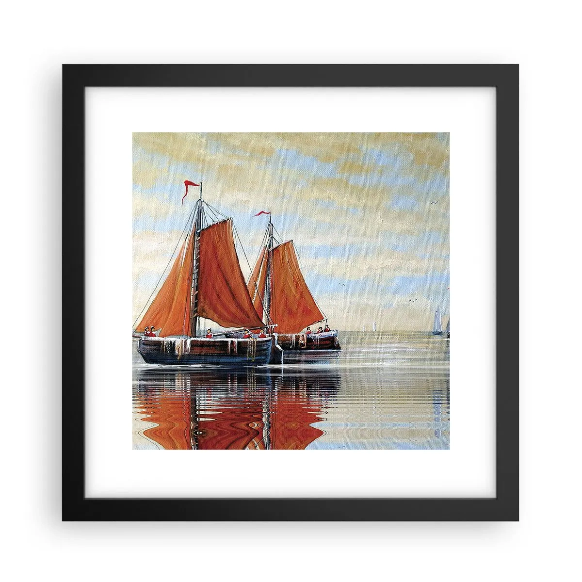 Plakat w czarnej ramie - Hej, żeglujże, żeglarzu… - 30x30 cm