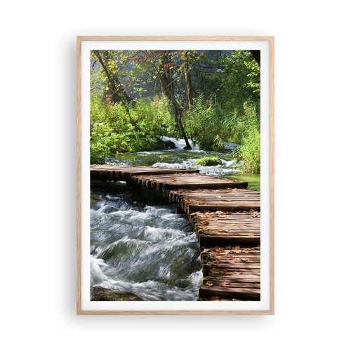 Plakat w ramie jasny dąb - Nad pienistą kaskadą - 70x100 cm