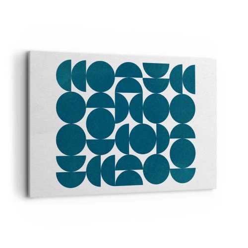 Obraz na płótnie - Geometryczne kształty w odcieniach granatu na białym tle - 120x80cm - Koła i półkola - Nowoczesna dekoracja ścienna do salonu, kuchni i sypialni ARTTOR