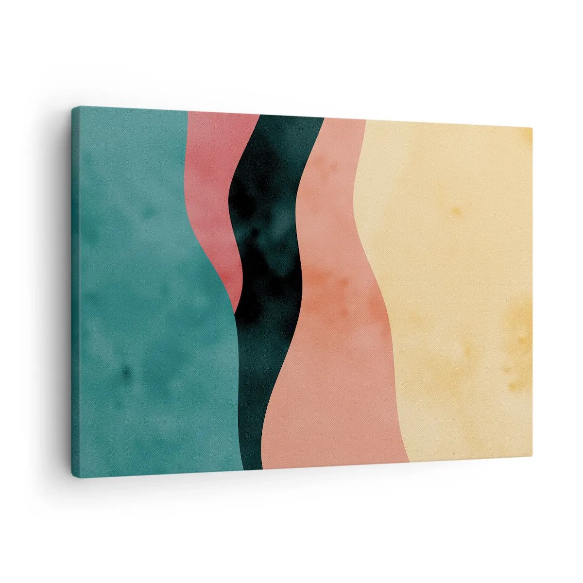 Obraz na płótnie - Abstrakcyjne fale w pastelowych barwach - 70x50cm - Zgodna niezgodność - Nowoczesna dekoracja ścienna do salonu i sypialni ARTTOR
