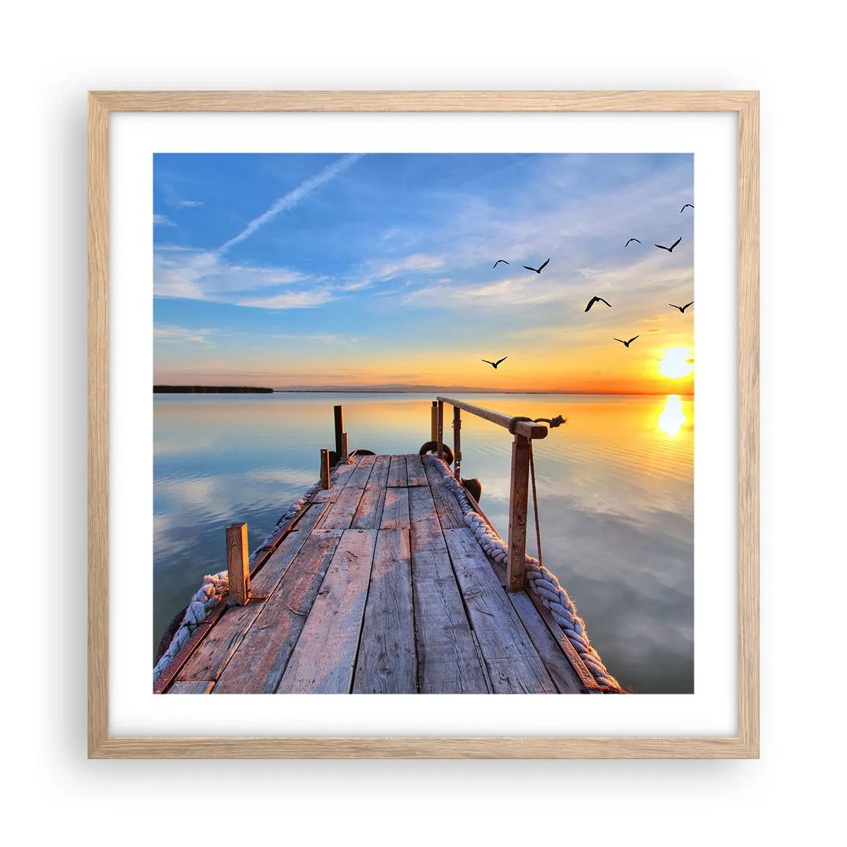 Plakat w ramie jasny dąb - Iść przed siebie ku słońcu - 50x50 cm