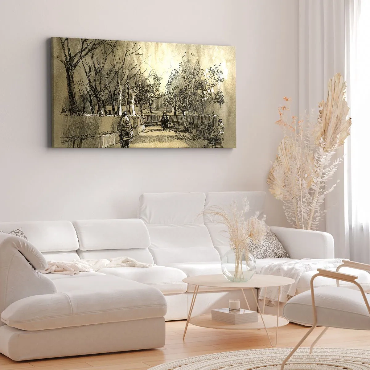 Obraz na płótnie - Piórkiem zatrzymana chwila - 90x30 cm