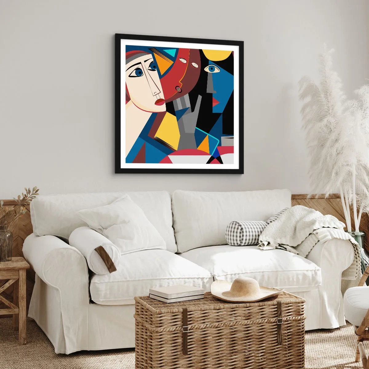 Plakat w czarnej ramie - Rozmowa kubistów - 40x40 cm