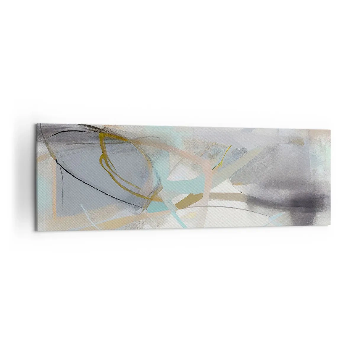 Obraz na płótnie - Pastelowa abstrakcja z delikatnymi liniami - 160x50cm - Abstrakcja zamglona - Nowoczesna dekoracja ścienna do salonu i sypialni ARTTOR