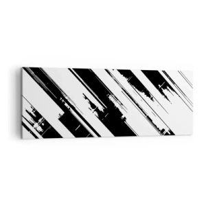 Obraz na płótnie - Czarno-białe linie i geometryczne wzory w nowoczesnym stylu - 140x50cm - Kompozycja intensywna i dynamiczna - Nowoczesna dekoracja ścienna do salonu i sypialni ARTTOR
