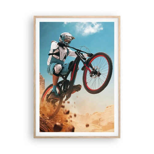 Plakat w ramie jasny dąb - Rowerowy demon szaleństwa - 70x100 cm