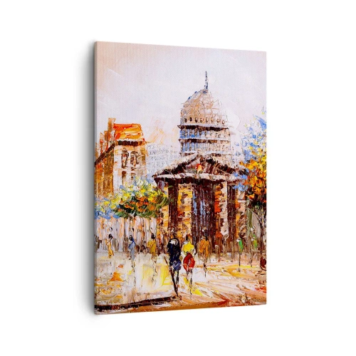 Obraz na płótnie - Impresjonistyczna scena miejskiej architektury z kopułą - 50x70cm - Paryski spacer - Nowoczesna dekoracja ścienna do salonu, kuchni i sypialni ARTTOR