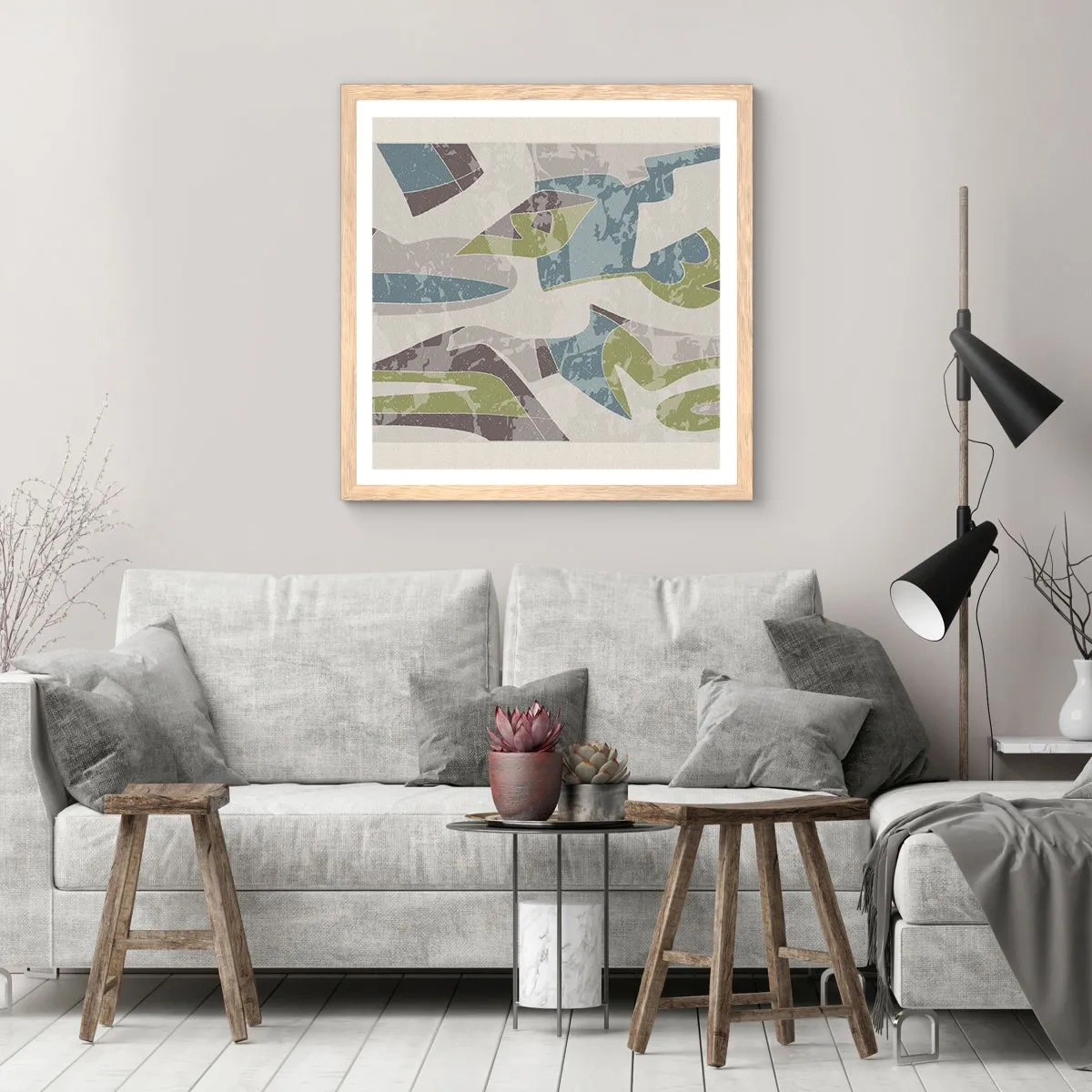 Plakat w ramie jasny dąb - Kompozycja za szybą - 50x50 cm