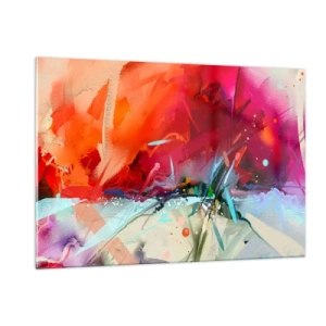 Obraz na szkle - Abstrakcyjna eksplozja barw i świateł w dynamicznej kompozycji - 120x80cm - Eksplozja świateł i barw - Nowoczesna dekoracja ścienna do salonu, kuchni i sypialni ARTTOR
