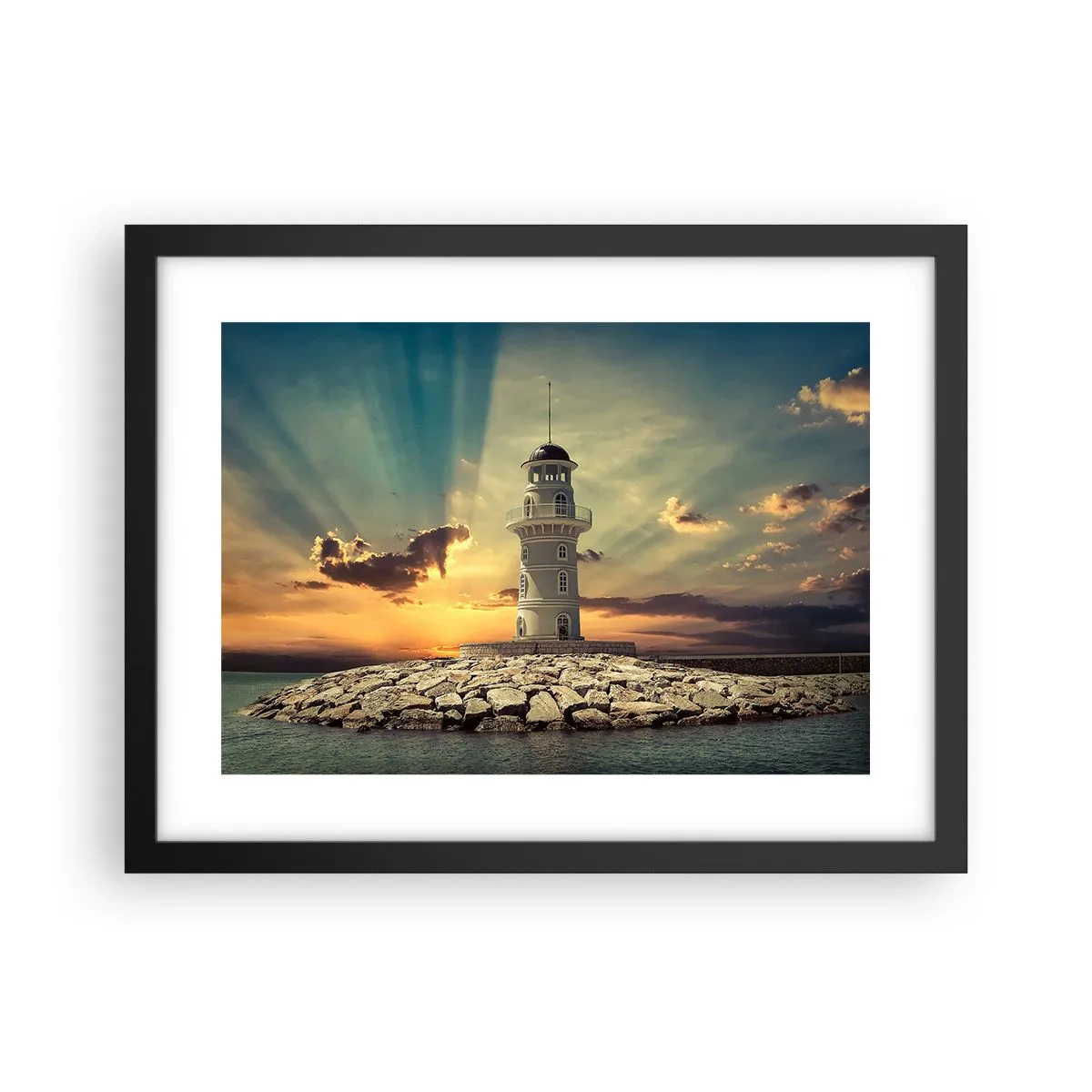 Plakat w czarnej ramie - Światło - Dobro - Piękno - 40x30 cm