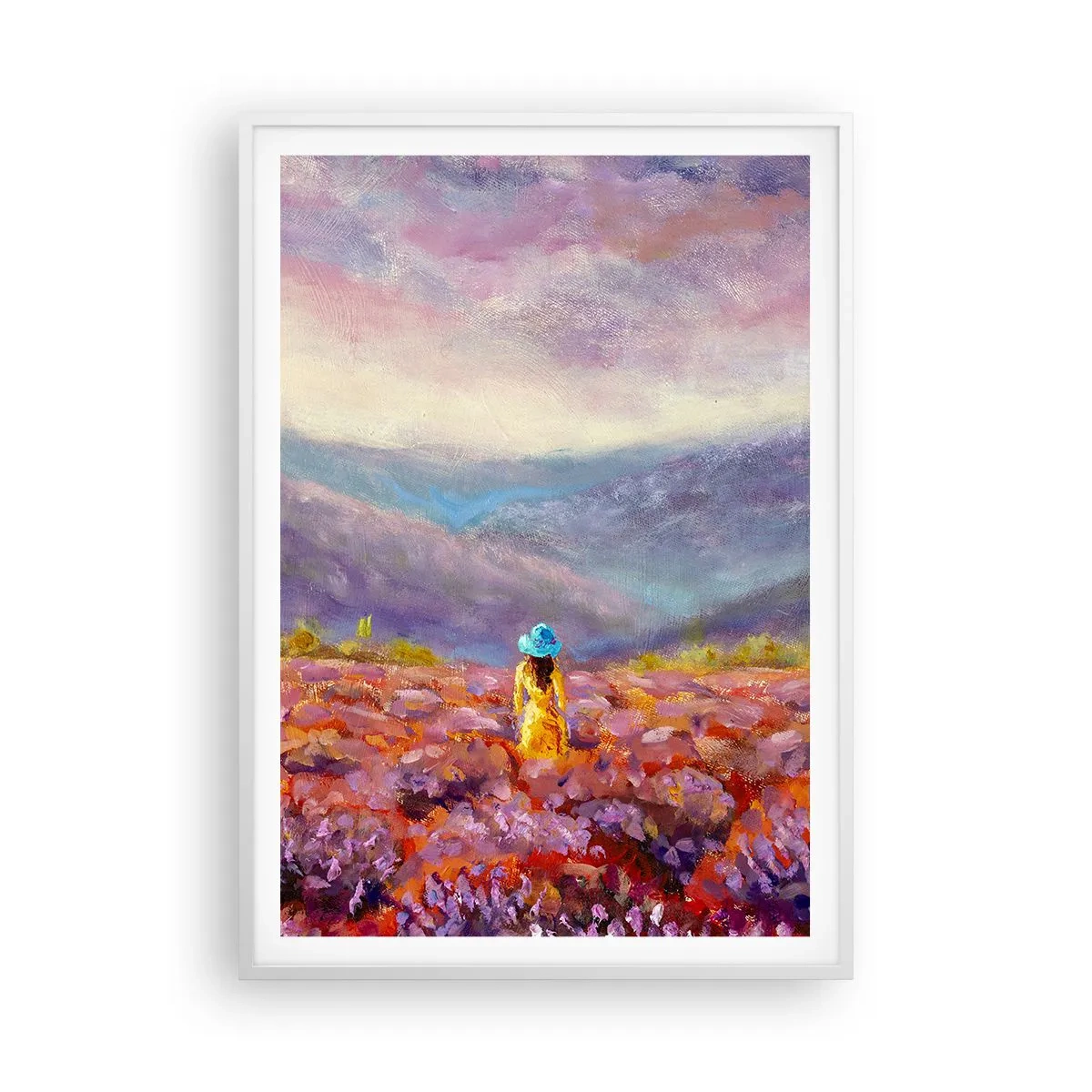 Plakat w białej ramie - W lawendowym świecie - 70x100 cm