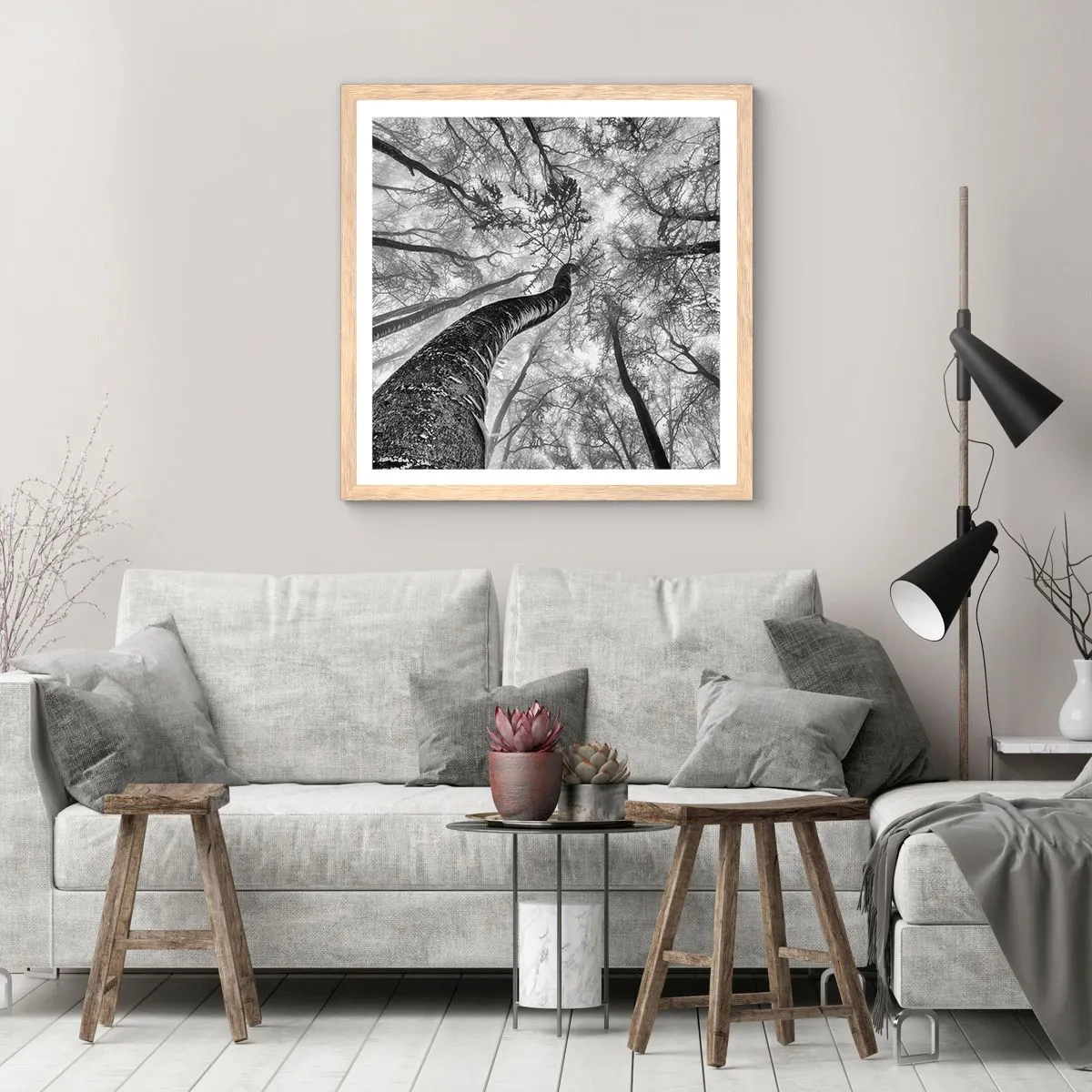 Plakat w ramie jasny dąb - Wyścig do światła - 50x50 cm