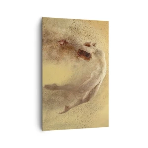 Obraz na płótnie - Postać w dynamicznym ruchu z efektem rozpadu - 80x120cm - W tanecznym uniesieniu - Nowoczesna dekoracja ścienna do salonu i sypialni ARTTOR