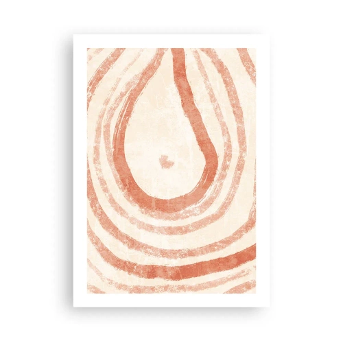 Plakat - Abstrakcyjny wzór w ciepłych, ziemistych barwach - 50x70cm - Koralowe kręgi – kompozycja - Nowoczesna dekoracja ścienna do salonu, kuchni i sypialni ARTTOR