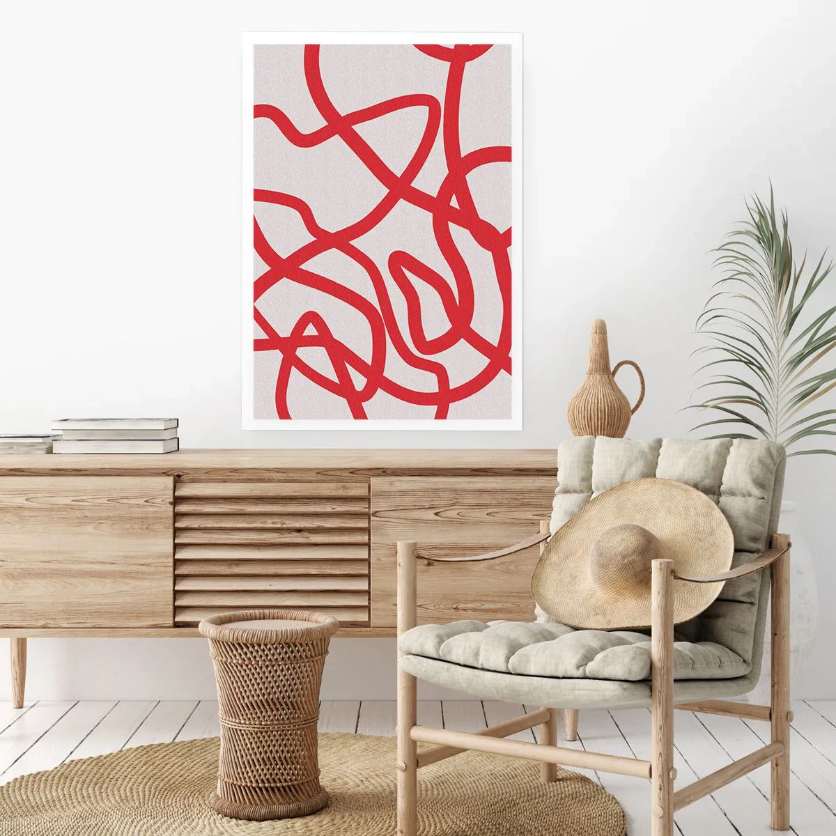 Plakat - Czerwono na białym - 61x91 cm