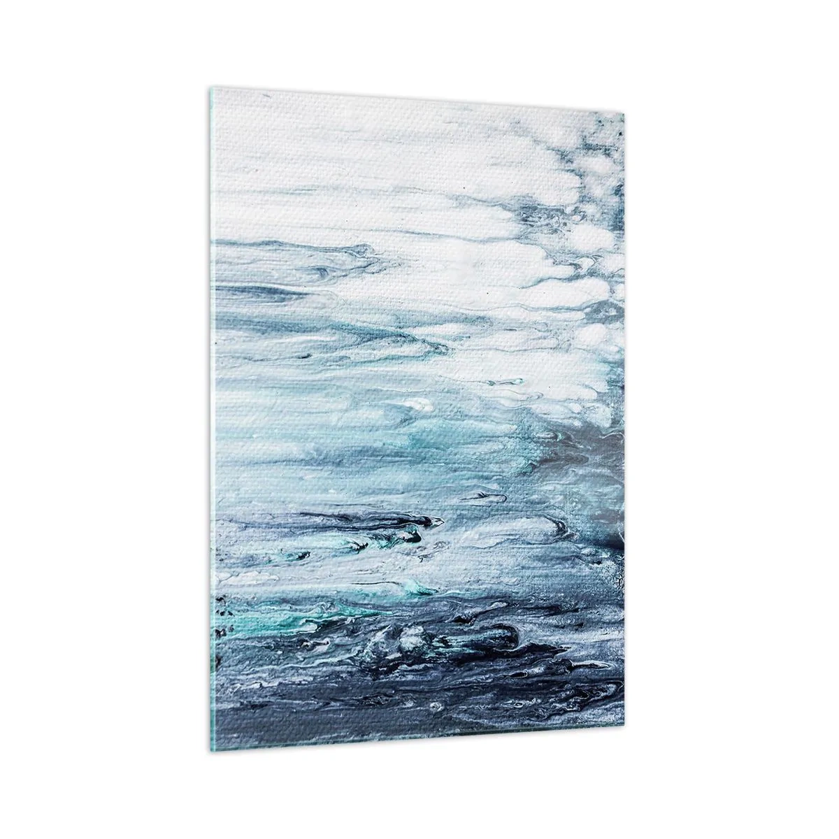 Obraz na szkle - Abstrakcyjny wzór przypominający wodne strugi w odcieniach niebieskiego - 50x70cm - Sople błękitu - Nowoczesna dekoracja ścienna do salonu, kuchni i sypialni ARTTOR