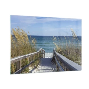 Obraz na szkle - Ścieżka na plażę z widokiem na morze - 100x70cm - W słońcu, na wietrze - Nowoczesna dekoracja ścienna do salonu, kuchni i sypialni ARTTOR