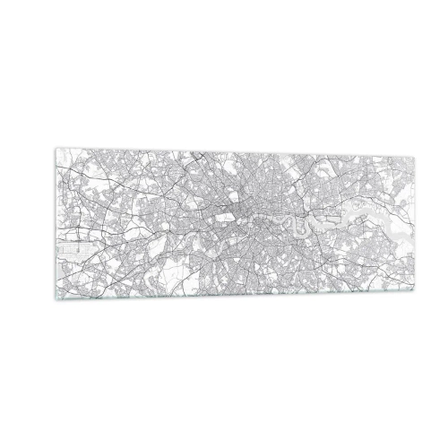 Obraz na szkle - Minimalistyczna mapa miasta w odcieniach szarości - 140x50cm - Mapa londyńskiego labiryntu - Nowoczesna dekoracja ścienna do salonu i sypialni ARTTOR