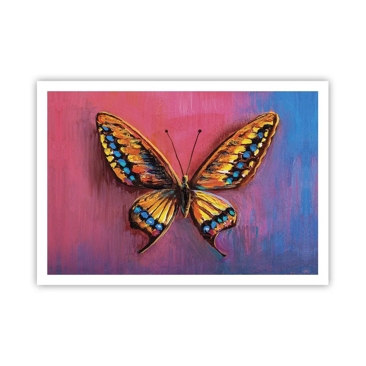 Plakat - Kolorowy motyl na abstrakcyjnym tle - 100x70cm - Klejnot natury - Nowoczesna dekoracja ścienna do salonu i sypialni ARTTOR