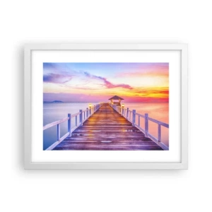 Plakat w białej ramie - Liliowo-złota cisza wieczoru - 40x30 cm