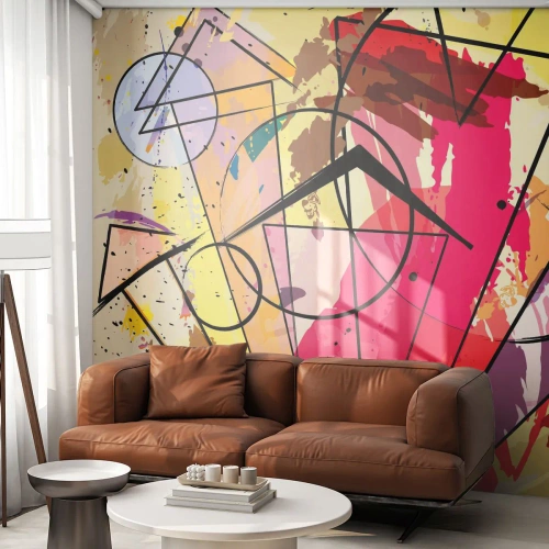 Fototapeta Premium Sand - Kolorowa abstrakcja geometryczna z dynamicznymi liniami - 100x70cm - Eksplozja - Nowoczesna dekoracja ścienna do salonu, kuchni i sypialni ARTTOR