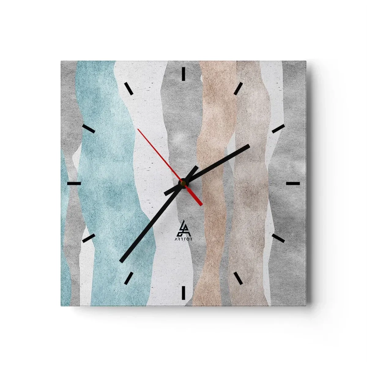 Zegar ścienny - Abstrakcyjne pasy w pastelowych odcieniach - 30x30cm - Studium bliskości - Nowoczesna dekoracja ścienna do salonu i sypialni ARTTOR