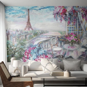 Fototapeta Premium Canvas - Najpiękniej tu w maju - Miasto, Wieża Eiffla, Paryż - 500x350 cm