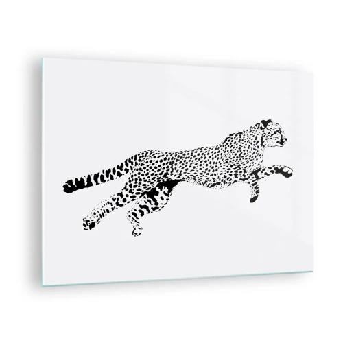 Obraz na szkle - Ilustracja przedstawiająca geparda w skoku - 70x50cm - Najszybszy na Ziemi - Nowoczesna dekoracja ścienna do salonu i sypialni ARTTOR
