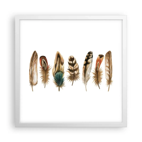 Plakat w białej ramie - Pierzasta wariacja - 40x40 cm