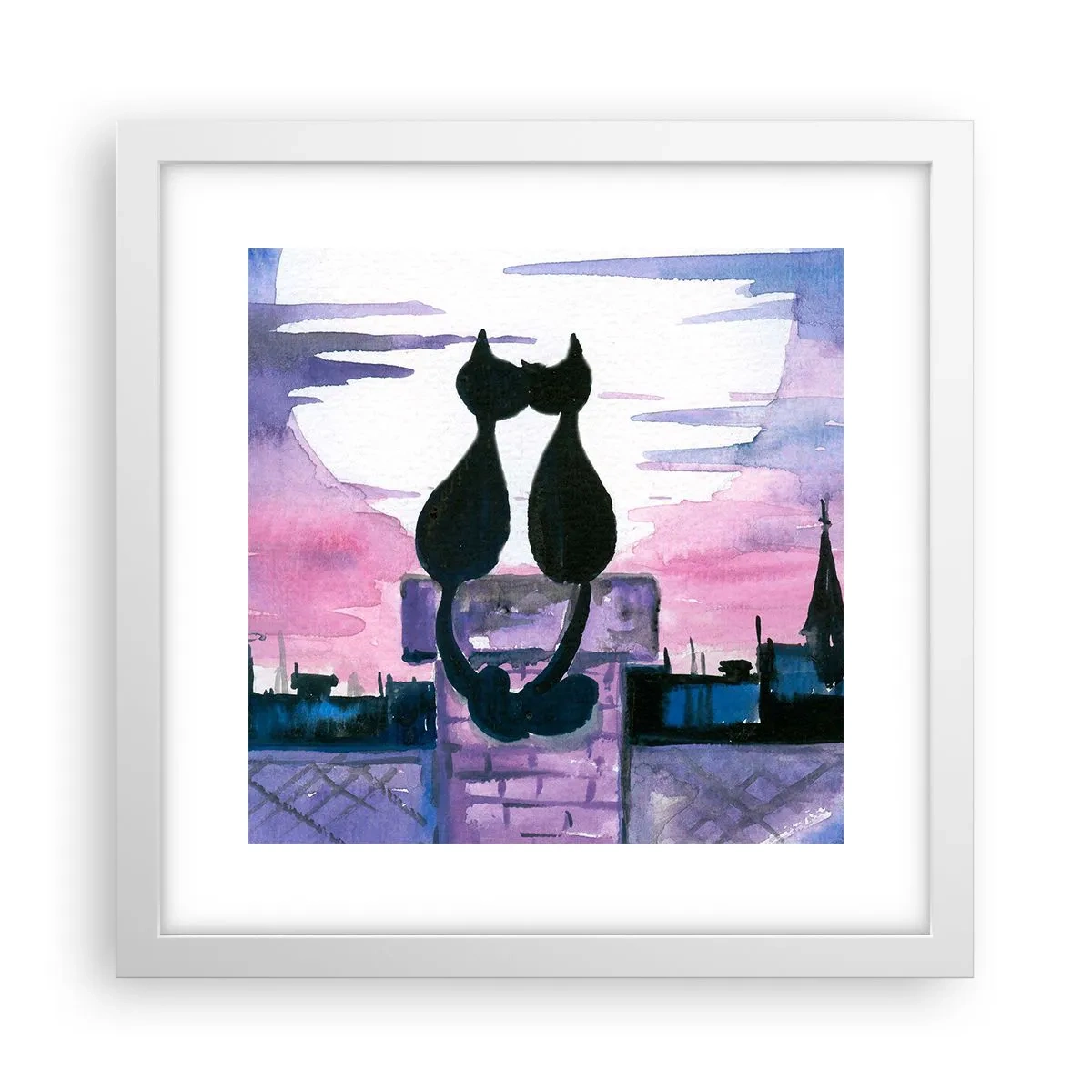 Plakat w białej ramie - Rendez-vous pod księżycem - 30x30 cm