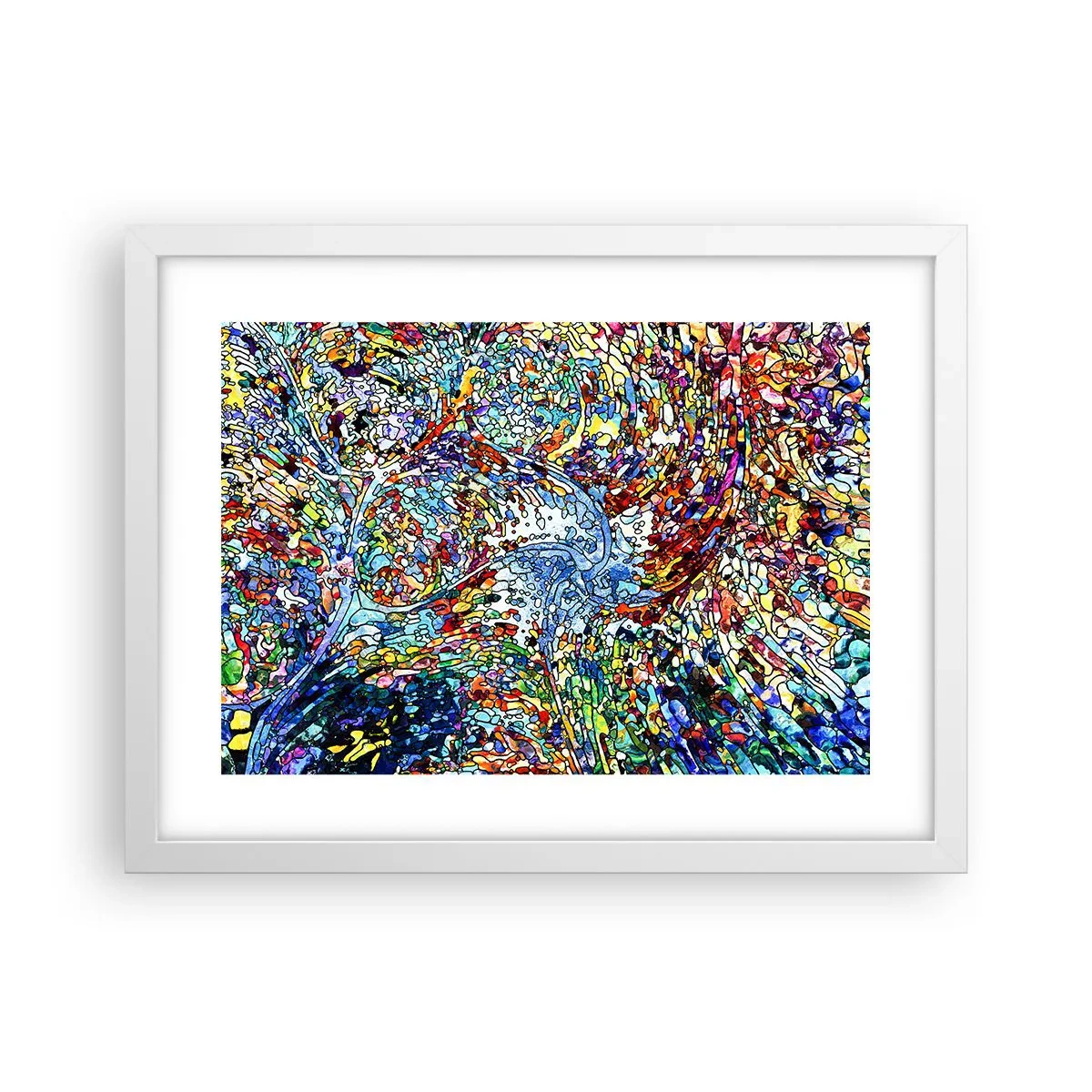 Plakat w białej ramie - Witraż kroplisty - 40x30 cm