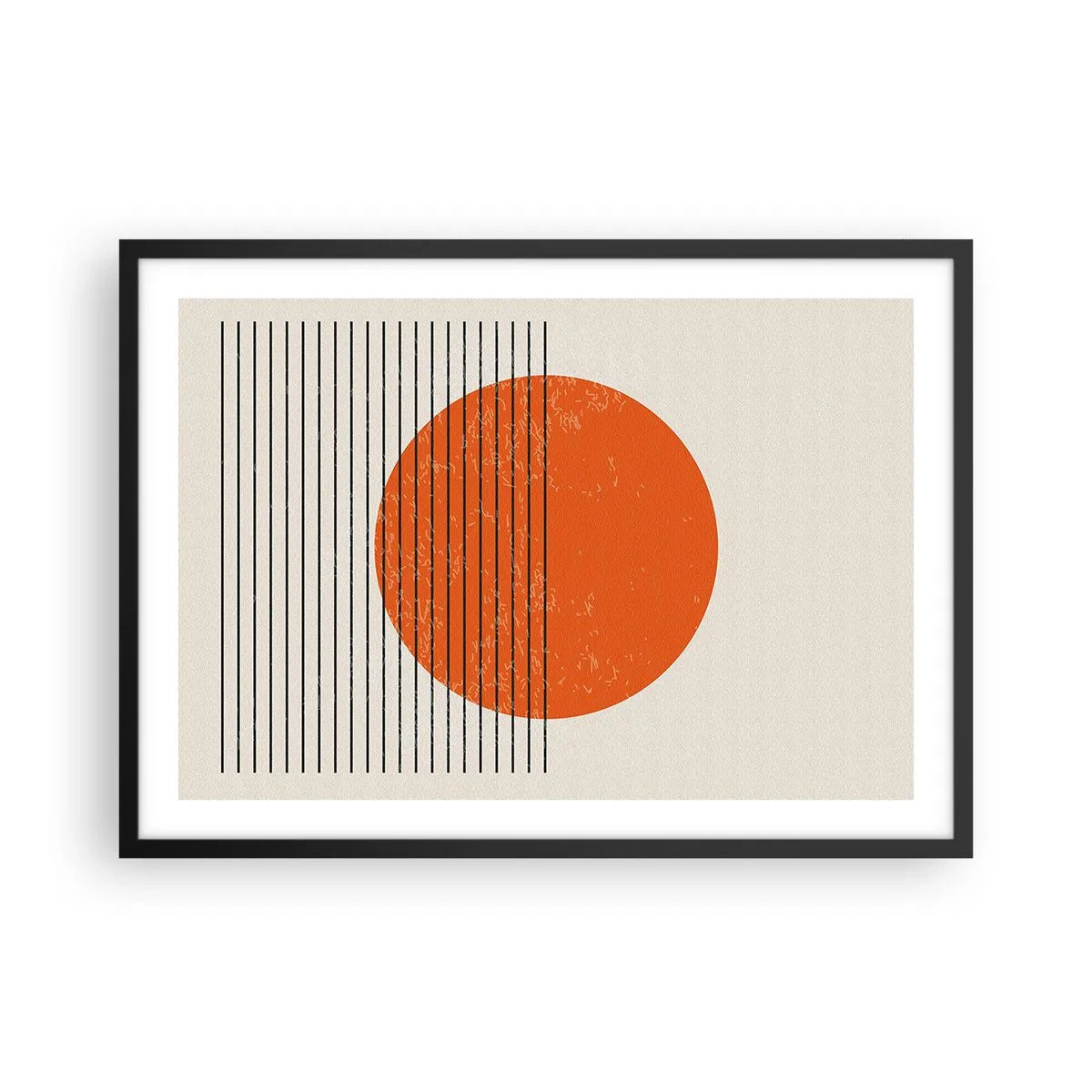 Plakat w czarnej ramie - Minimalistyczne słońce z geometrycznymi liniami - 70x50cm - Zawsze słońce - Nowoczesna dekoracja ścienna do salonu i sypialni ARTTOR