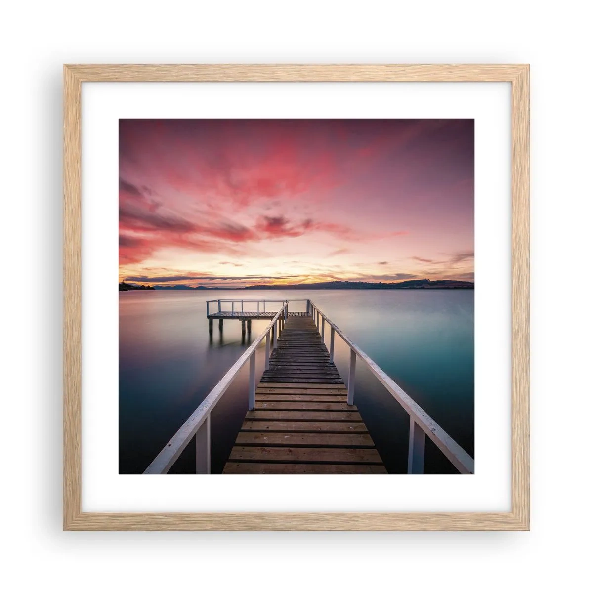 Plakat w ramie jasny dąb - Łagodny płomień wieczoru - 40x40 cm