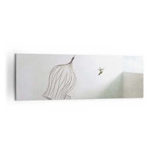 Obraz na płótnie - Ptaszek uwolniony z klatki na tle jasnego nieba - 160x50cm - W swoim żywiole - Nowoczesna dekoracja ścienna do salonu i sypialni ARTTOR