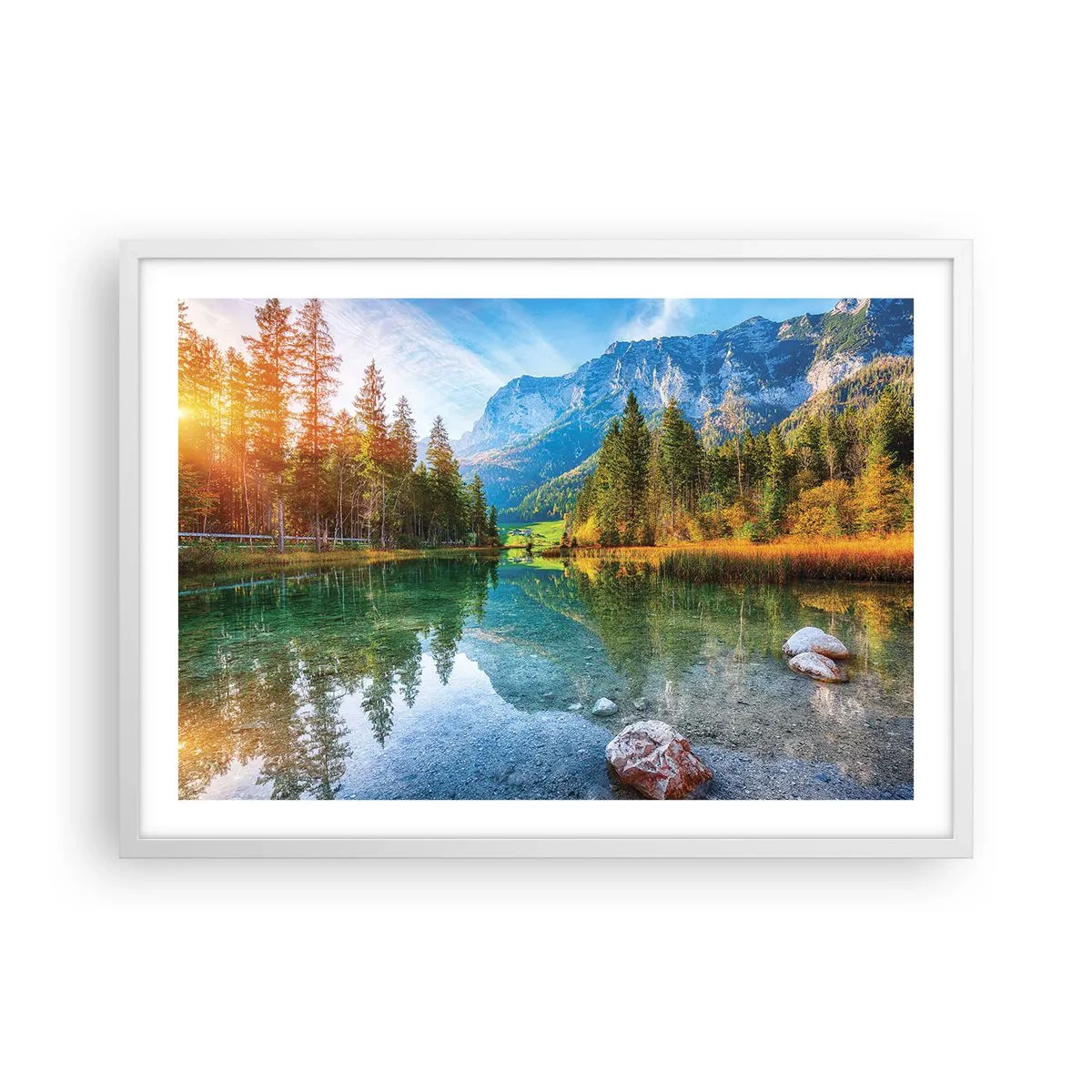 Plakat w białej ramie - Łagodność jesieni - 70x50 cm